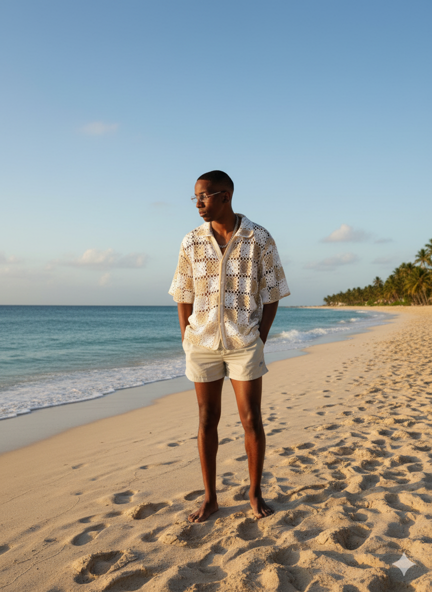 Camisa de cuadros tejida Color Tierra - Image 2