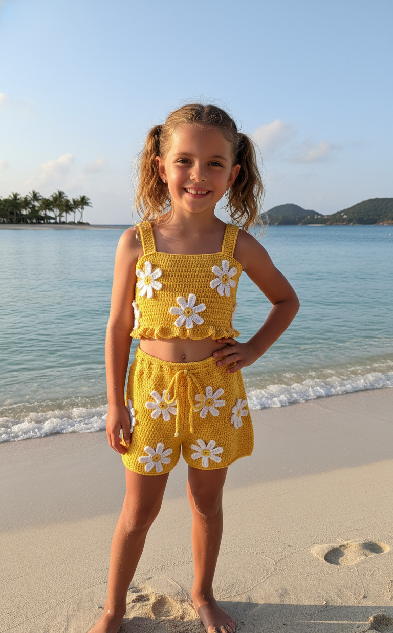 Conjunto de Crochet para Niña con Margaritas - Image 2