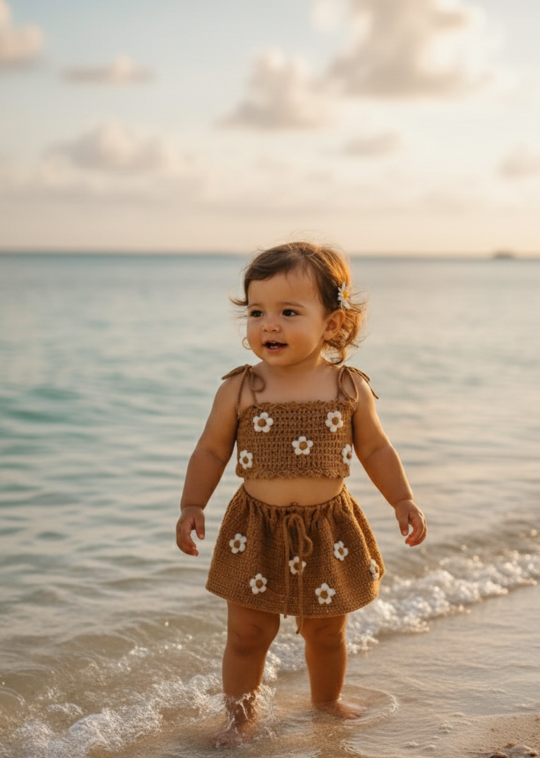 Conjunto de Crochet para Bebé/Niña con Margaritas - Image 2